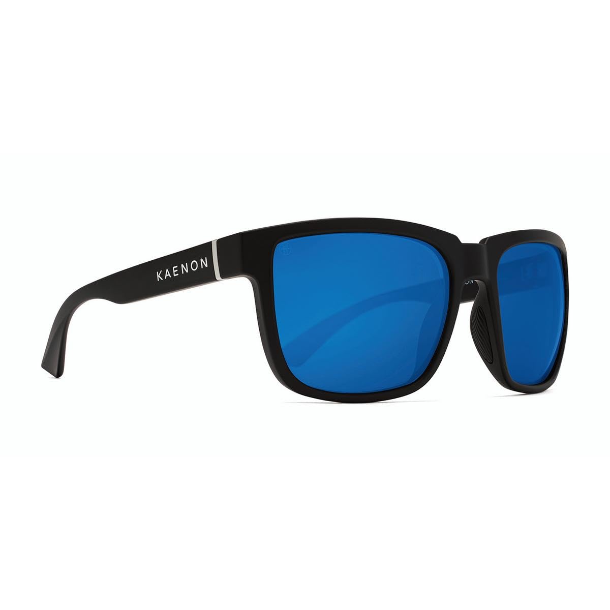 Kaenon Mens Salton Square Polarized Sunglasses (Matte Black, Pacific Blue Mirror)