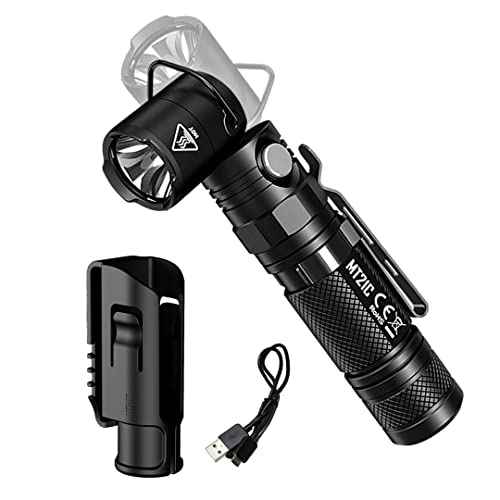 Nitecore MT21C LED Flashlight, 1000 Lumen Right Angle 90 Degree Tiltable Head L-Shape USB Rechargeable with Hard Duty Holster