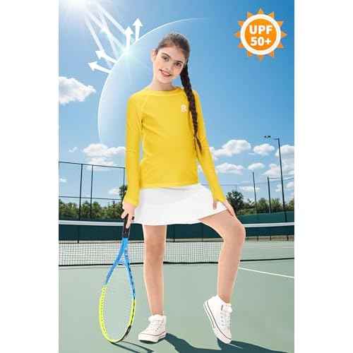 Remimi Unisex Kids Rash Gurad Long Sleeve SPF 50+ Sun Shirts with Thumb Hole 3-12 Years