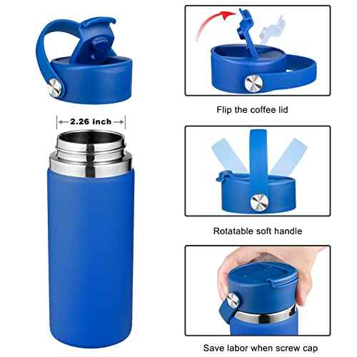 Lid Compatible with Hydro Flask 12 16 18 20 32 40 OZ Wide Mouth, Flip Lid Replacement Lids with Flex Strap Handle, Leak-Proof Flask Cap for Hydro Flask Coffee Mug