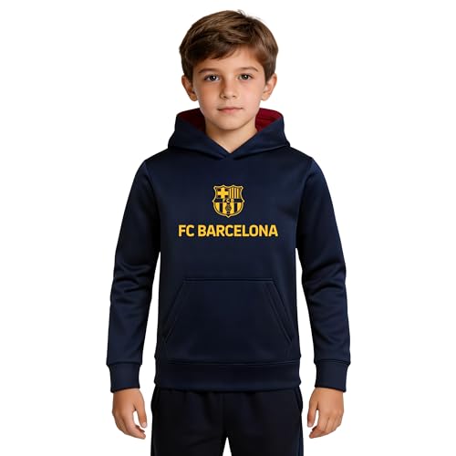 FC Barcelona Kids Pullover Hoodie - Unisex Officially Licensed Soccer Apparel - Navy Small