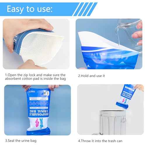 Disposable Urinal Bag, Portable Urine Bag, Portable toilet for adults, Unisex Urinal Bag for Men Women Children, Emergency pee/wee bags, vomit bags for Car, Traffic Jams, Camping, Travel (Blue, 12)