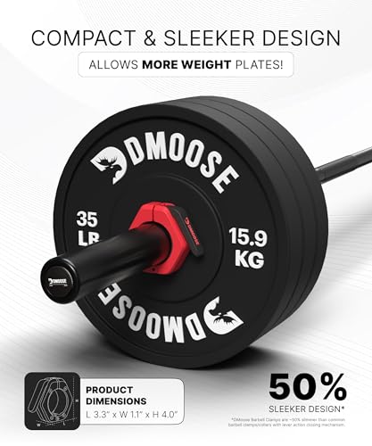 DMoose Fitness Magnetic Barbell Clips 2 Inch Red - Quick Release Weight Collars
