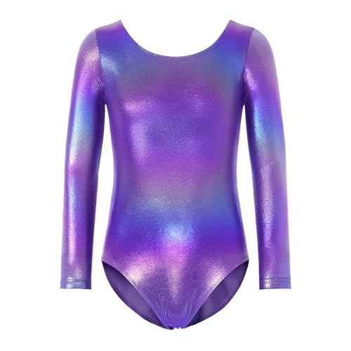 Gymnastics Leotard for Girls Long Sleeve Tumbling Outfit Sparkly Athletic Dance Bodysuit Size 2-12 Years Old