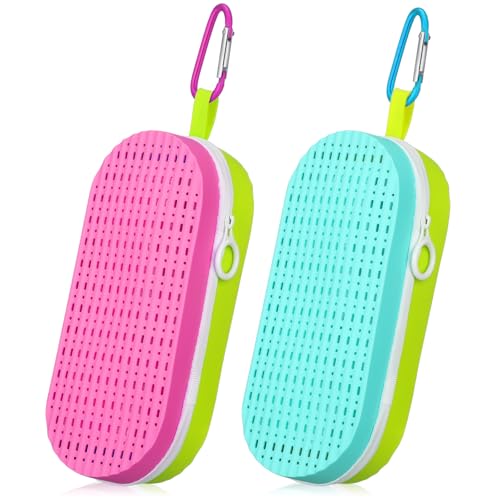 2 Pcs Swim Goggle Case for Swimming with Hole Zipper Clip Silicone Cases for Goggle Gift