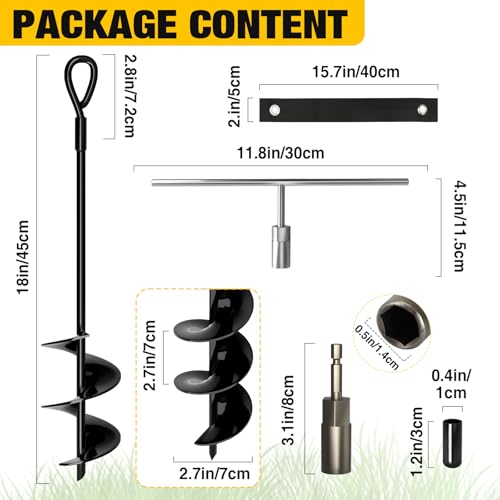 Heavy Duty Ground Anchors Screw-In 18 Inch - Black Round Head, 8 Pack with Straps