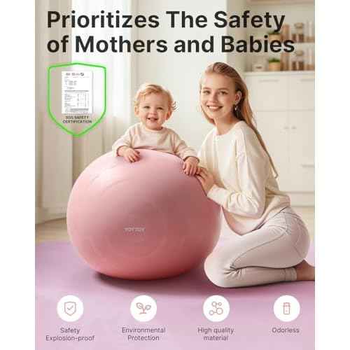 YOTTOY Anti-Burst Exercise Ball for Working Out, Yoga & Pregnancy, Extra Thick Workout Ball for Physical Therapy & Fitness