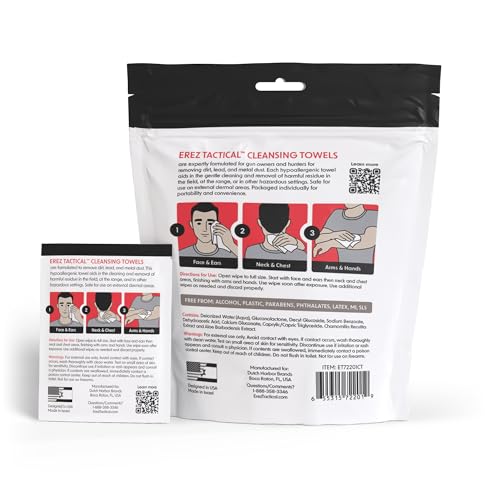 Lead Wipes for Shooting - 12 XL Hypoallergenic Plant-Based Lead Remover Towels, Skin Cleansing - Skin Cleansing Towels