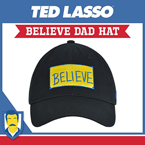 Ted Lasso Baseball Cap - Black Cotton Dad Hat with Embroidered 'Believe' Logo