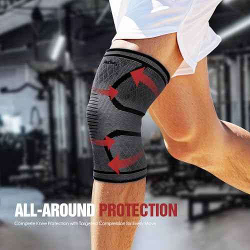 Compression Knee Brace for Women & Men, 2-Pack Knee Sleeve for Running, Basketball & Hiking, Compression Sleeve for Gym, Sports & Workout ? Knee Support for Daily Activities (M: 17?19")