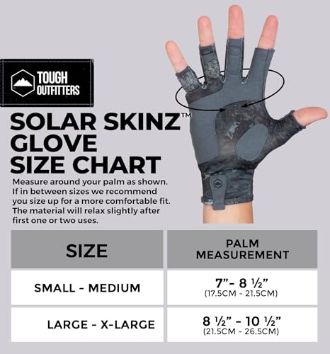 Tough Outdoors UV Fingerless Fishing Gloves Black Large-XLarge - UV Sun Protection, Reinforced Grip for Kayaking & Rowing