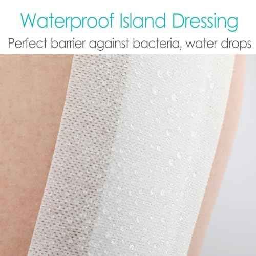 Breathable Waterproof Adhesive Island Dressing for Knee/Hip Replacement Wound Incisions Bandages Bordered Gauze 4"X10" with 2"x8" Non Stick Pad No More Wounds Sticking Pack of 10