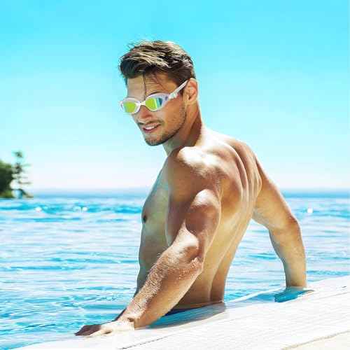Swim Goggles, Polarized Swimming Goggles, Anti Fog No Leaking UV Protection Wide View Swim Glass for Women Men
