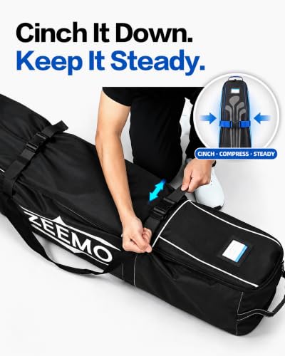 ZEEMO Full-Open Golf Travel Bag for Airlines, Wheeled Club Carrier Black & White