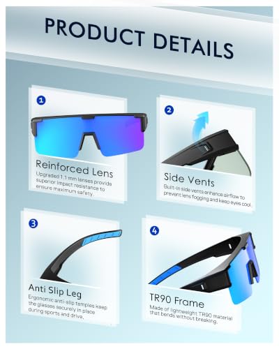 Polarized Fit Over Sunglasses for Glasses Men Black Grey UV400 Protection Sports