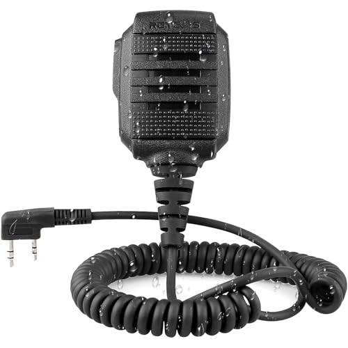 Waterproof Microphone for Walkie Talkies - 4 Pack, IP54 Rated, Handheld Radio Mic with Large PTT, Noise-Canceling, Durable & Rainproof