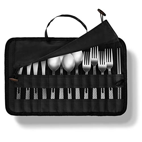 12-Piece Stainless Steel Camping Utensil Set with Travel Case