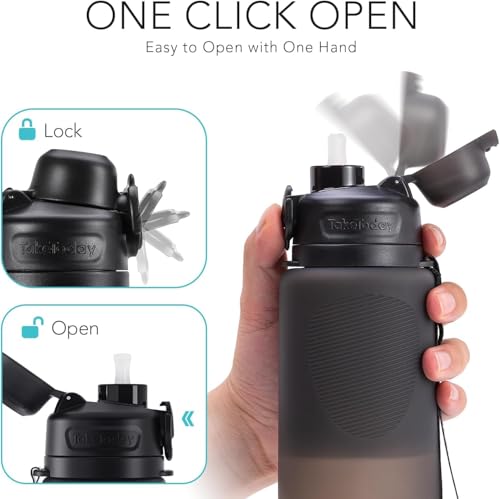 TakeToday Collapsible Water Bottle - 32oz Foldable Travel Water Bottle Black