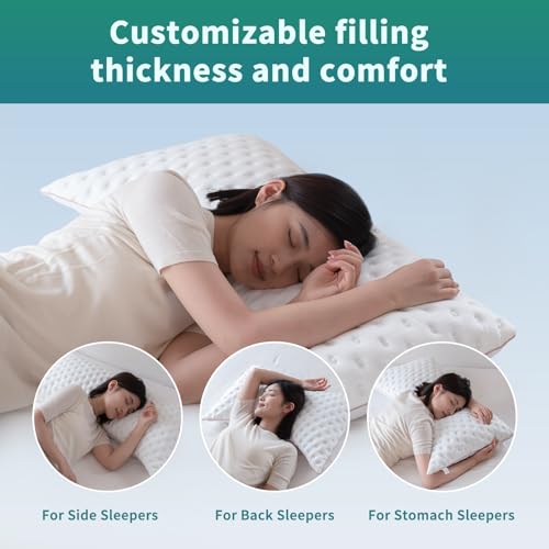 Side Sleeper Pillow Compressible Memory Foam for Quick Trips Camping Pillow for Neck and Shoulder Pain, Machine Washable Breathable for Hiking Home Airplane and Car (White, Queen)