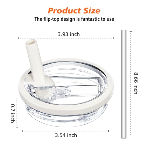 40 oz Tumbler Flip Straw Lid for Stanley Cup Accessories, 2 Pack Leak Proof Stanley Lid Replacement 40 oz for Stanley Quencher