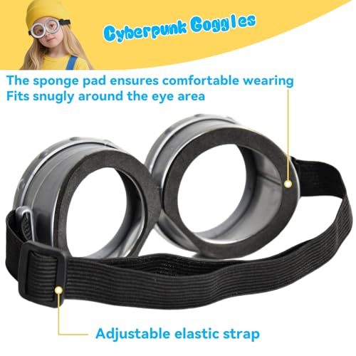 5Pcs Halloween Costumes for Girls Kids Yellow Beanie Tutu Goggles Gloves Suspenders - Cosplay Party Dress Up Set