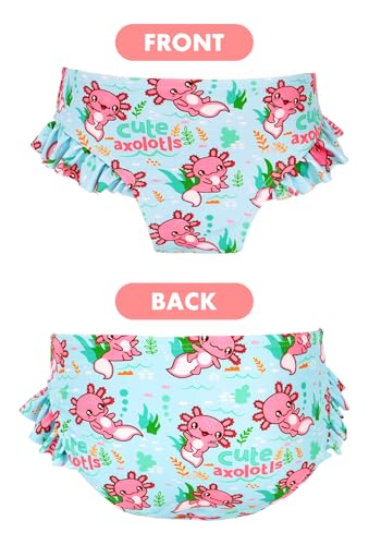 PinkSheep Girls Long Sleeve Two-Piece Swimsuit with Rush Guard for 3-4T - Axolotl Variation