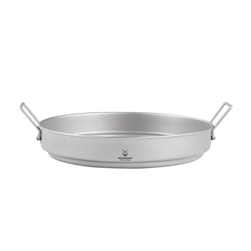 SILVERANT Camping Plate Titanium Pan Dish Plate with Handle & Mesh Bag, Large Reuseable Ultralight Dinner Plate for Camping Outdoors Backpacking (1500ML)