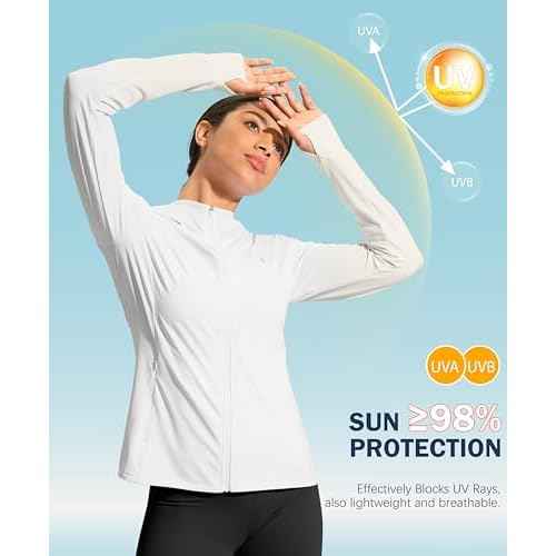 Soothfeel Women's UPF 50+ Sun Protection Hoodie Jacket Lightweight Long Sleeve Sun Shirt for Women with Pocket Hiking Outdoor