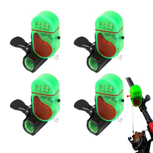 Fishing Bite Alarm Set with LED Sound Alerts - Sensitive Electronic Fish Indicators, 4-Pack