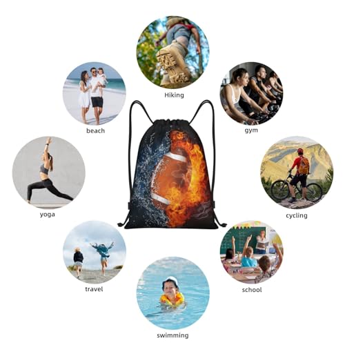 Football Sports Drawstring Backpack Kids Teens Adults Small 14x16.9 inch