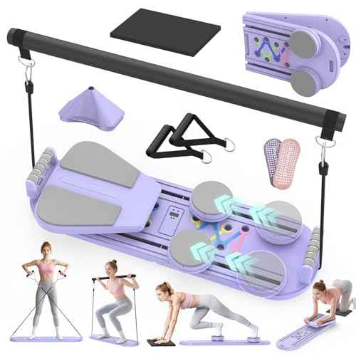 Pilates Board Pilates Reformer Set for Women, 7 in 1 Foldable Pilates Equipment with Timer, Portable Pilates Machine for Home Workout, Fitness, Exercise, Ab, Core