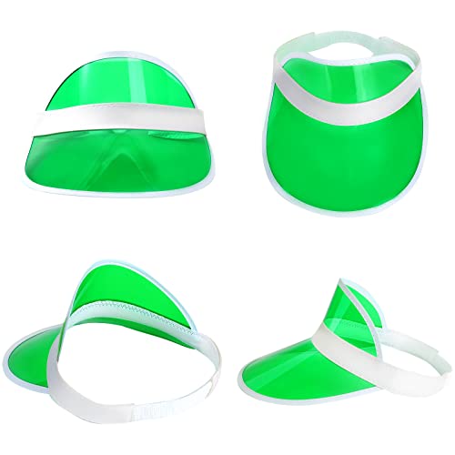 Golf Visors Pack of 10 - Green Plastic Sun Hats for Poker, Outdoor & Sports