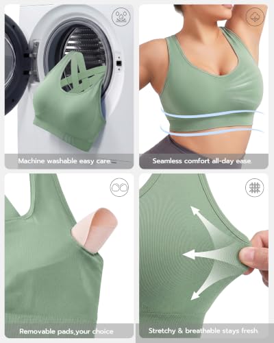 FITTIN Adjustable Sports Bra for Women 3X-Large Black Green Grey Support