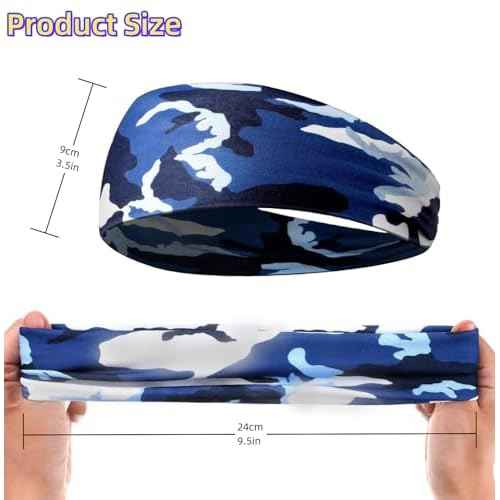 Sweat Headbands for Men,6 Pack Workout Sports Hairband for Gym, Ideal for Fitness,Running,Cycling,Hike