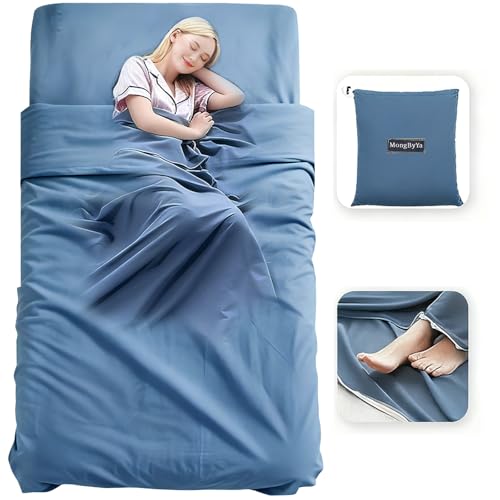 Sleeping Bag Liner - Mystic Blue, 82.7 x 45.3 inches, Ultralight 4 Seasons Travel Sheet