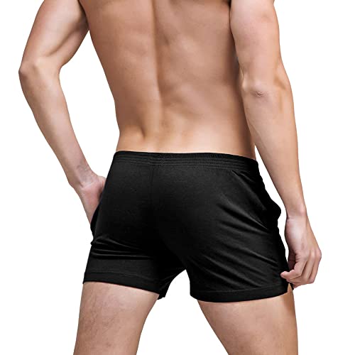 Medium Black Men's 3-Inch Inseam Gym Running Shorts Lightweight Athletic Workout Shorts