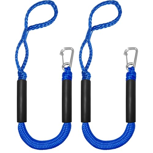 Bungee Dock Lines for Boats with Stainless Clips - Adjustable 2ft-2.6ft (Blue)