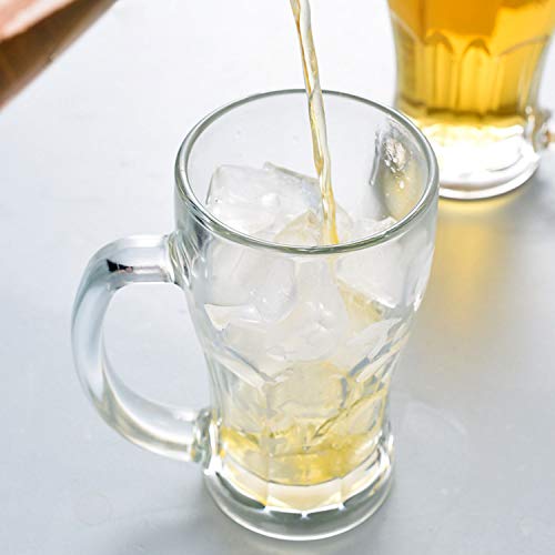 Fluted Beer Mugs Set 18oz Glass Drinkware with Handle - Pack of 8