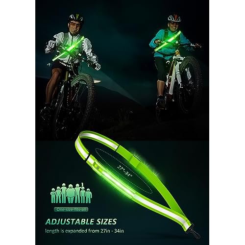 LED Reflective Belt Sash Walking Gear,Safety Lights for Walkers at Night,High Visibility Safety Rechargeable Reflective Running Gear for Men Women Kids Night Dog Walking Gear