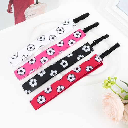 4Pcs Soccer Headbands Sport Headband for Boys and Girls Elastic Head Band Adjustable Football Hair Band Stretch Elastic Athletic Head Band Pack
