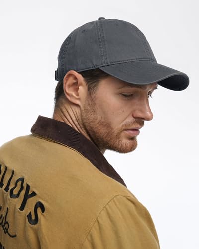 Unisex Vintage Washed Cotton Baseball Cap - Grey Medium-Large Dad Hat