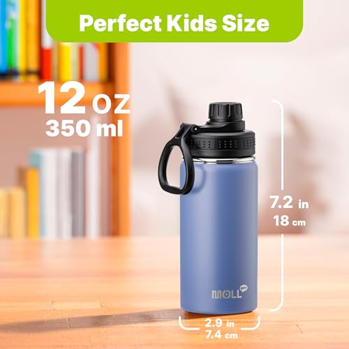 Kids 12oz Water Bottle Set - Royal Blue & Purple Stainless Steel, Insulated, BPA-Free