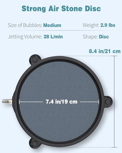 8 Inch Aquarium Air Stone Disc Bubble Diffuser for Fish Tanks Ponds and DWC