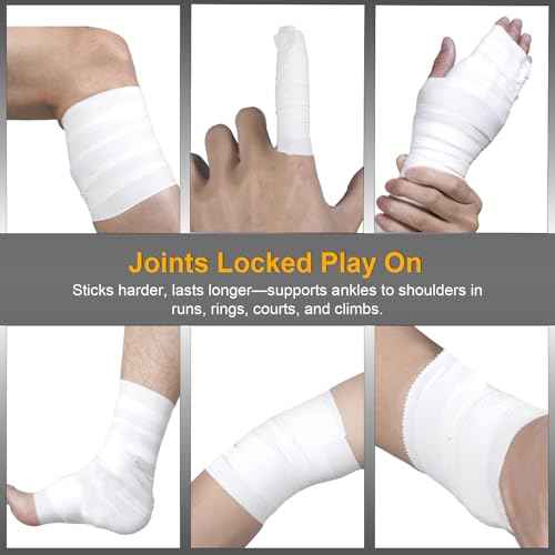 Athletic Tape,2 Pack White Cotton Elastic Sports Tape,Very Strong Easy Tear No Sticky Residue Tape for Ankle, Wrist, and Injury Taping,Suitable for Climbing, Basketball,Boxing£¨1.5in*10yd£©