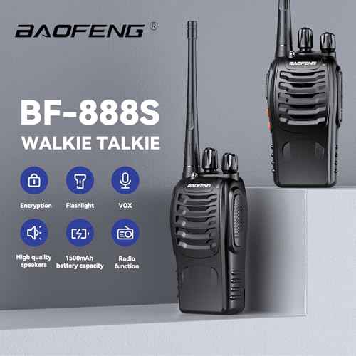BAOFENG BF-888S Walkie Talkie Long Range 16 CH Baofeng Radio and Tenway Covert Air Acoustic Tube Earpiece (Pack of 6)