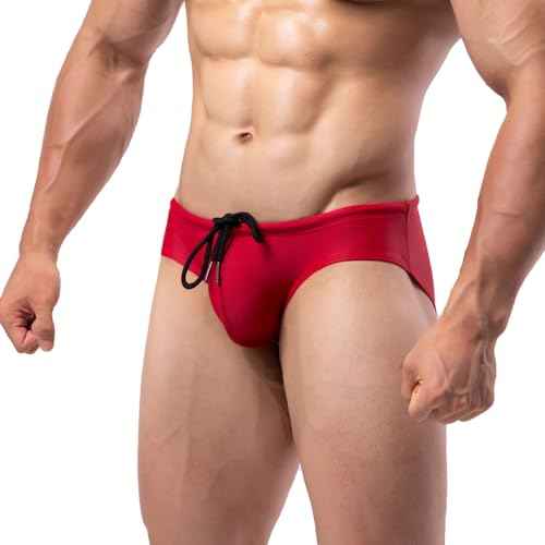 Summer Code Mens Solid Swim Briefs Drawstring Bikini Sport Swimsuit