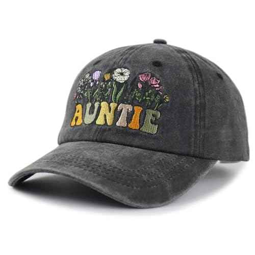 Auntie Hat for Women, Adjustable Embroidered Cotton Aunt Garden Baseball Cap
