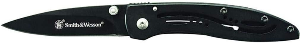 Smith & Wesson CKLPB 5.3in High Carbon S.S. Folding Knife with a 3.2in Drop Point Blade and Stainless Steel Handle for Outdoor, Tactical, Survival and EDC, Multi, One Size