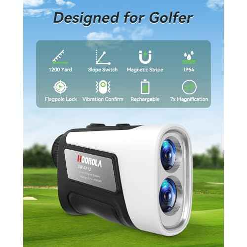 Range Finder Golf, 1200 Yards Rangefinder with Slope, Magnetic Stripe, 7X Magnification, IP54 Water Resistant, Rechargeable Battery, Flag Pole Locking Vibration, Golf Accessories for Men Women