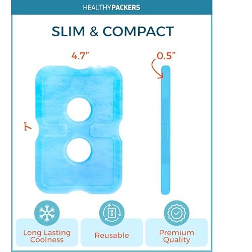 Healthy Packers Ice Packs for Lunch Boxes & Coolers - Freezer Packs - Original Cool Pack | Cooler Accessories for Beach, Camping & Fishing | Slim & Long-Lasting Reusable Ice Pack for Cooler